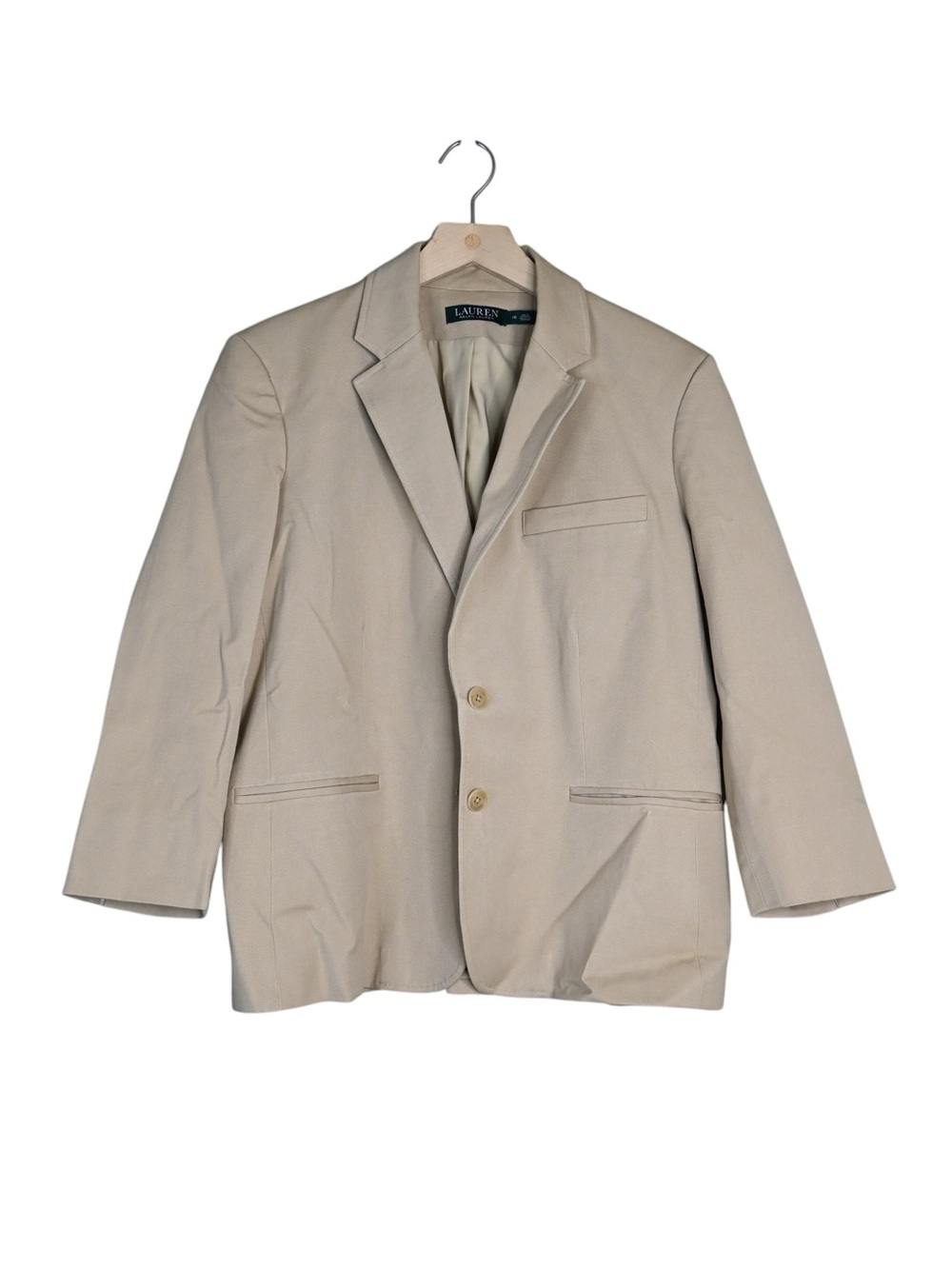 Lauren Ralph Lauren Women's 16 Lined Light Tan 2 Button Front Blazer